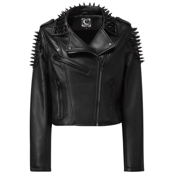 Killstar Jackets & Blazers - Killstar Black Magic Faux Leather Spiked Biker Jacket Medium
